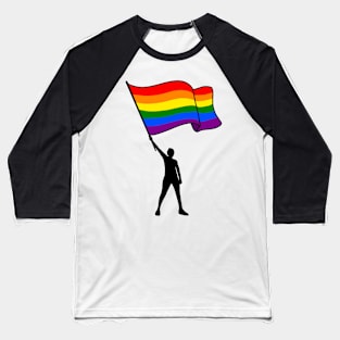 Pride Month Gay Apparel Waving LGBTQ Rainbow Pride Flag Baseball T-Shirt